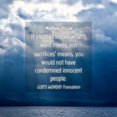 Picture 04 - Matthew 12:7 GW - If you had known what ‘I want mercy, not - Bible Verse Picture