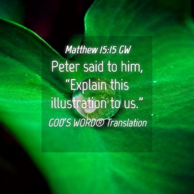 Picture 04 - Matthew 15:15 GW - Peter said to him, “Explain this illustration - Bible Verse Picture