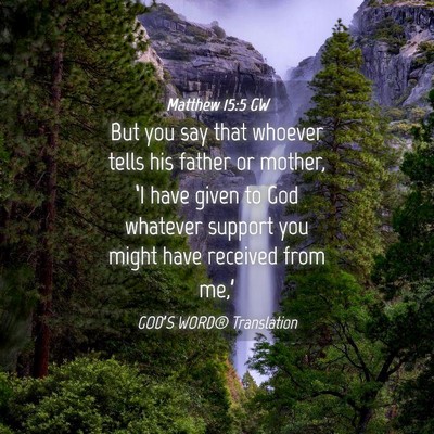 Picture 04 - Matthew 15:5 GW - But you say that whoever tells his father or - Bible Verse Picture