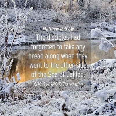 Picture 04 - Matthew 16:5 GW - The disciples had forgotten to take any bread - Bible Verse Picture