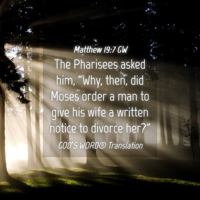 Picture 04 - Matthew 19:7 GW - The Pharisees asked him, “Why, then, did Moses - Bible Verse Picture