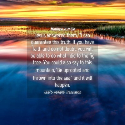 Picture 04 - Matthew 21:21 GW - Jesus answered them, “I can guarantee this - Bible Verse Picture