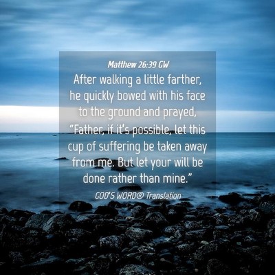 Picture 04 - Matthew 26:39 GW - After walking a little farther, he quickly bowed - Bible Verse Picture