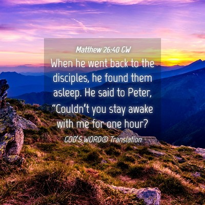 Picture 04 - Matthew 26:40 GW - When he went back to the disciples, he found them - Bible Verse Picture