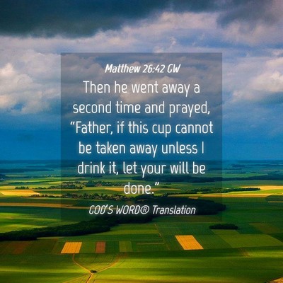 Picture 04 - Matthew 26:42 GW - Then he went away a second time and prayed, - Bible Verse Picture