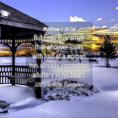 Picture 04 - Matthew 5:28 GW - But I can guarantee that whoever looks with lust - Bible Verse Picture
