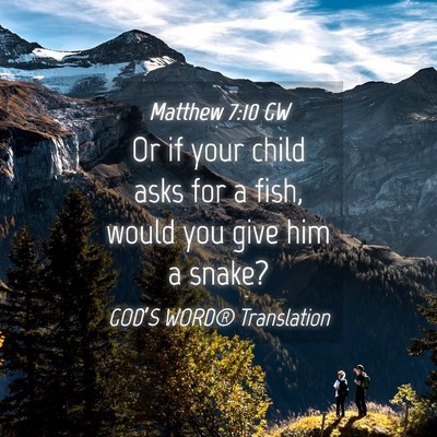 Picture 04 - Matthew 7:10 GW - Or if your child asks for a fish, would you give - Bible Verse Picture
