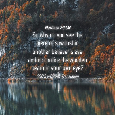 Picture 04 - Matthew 7:3 GW - So why do you see the piece of sawdust in another - Bible Verse Picture