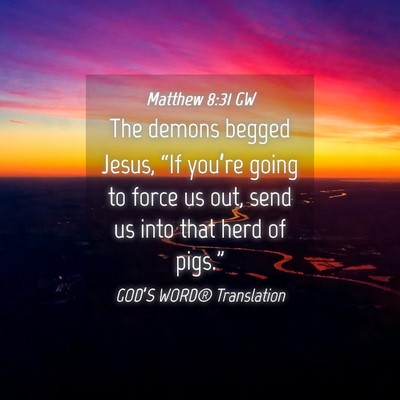 Picture 04 - Matthew 8:31 GW - The demons begged Jesus, “If you’re going to - Bible Verse Picture