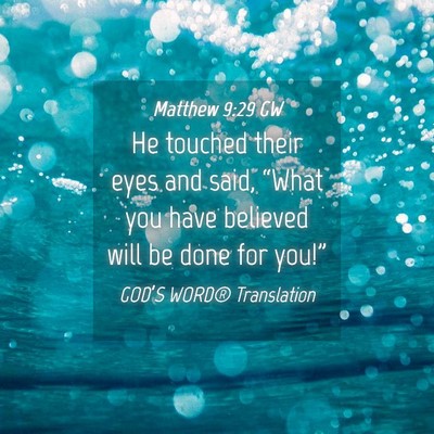 Picture 04 - Matthew 9:29 GW - He touched their eyes and said, “What you have - Bible Verse Picture