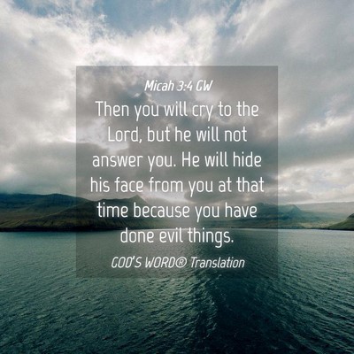 Picture 04 - Micah 3:4 GW - Then you will cry to the Lord, but he will not - Bible Verse Picture