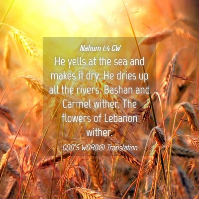 Picture 04 - Nahum 1:4 GW - He yells at the sea and makes it dry. He dries up - Bible Verse Picture