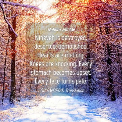 Picture 04 - Nahum 2:10 GW - Nineveh is destroyed, deserted, demolished. - Bible Verse Picture