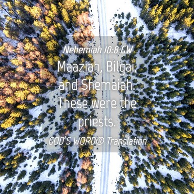 Picture 04 - Nehemiah 10:8 GW - Maaziah, Bilgai, and Shemaiah. These were the - Bible Verse Picture