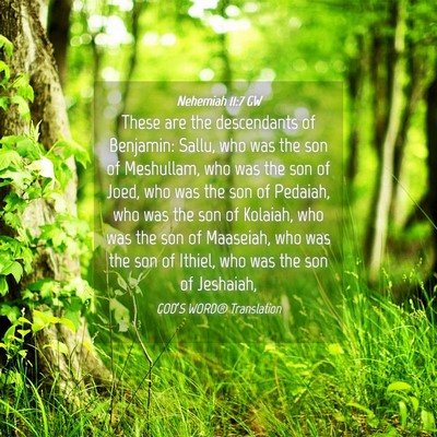 Picture 04 - Nehemiah 11:7 GW - These are the descendants of Benjamin: Sallu, who - Bible Verse Picture