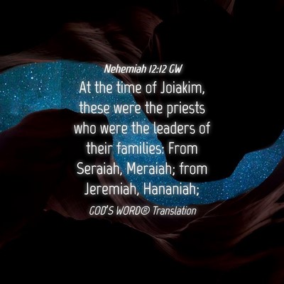 Picture 04 - Nehemiah 12:12 GW - At the time of Joiakim, these were the priests - Bible Verse Picture