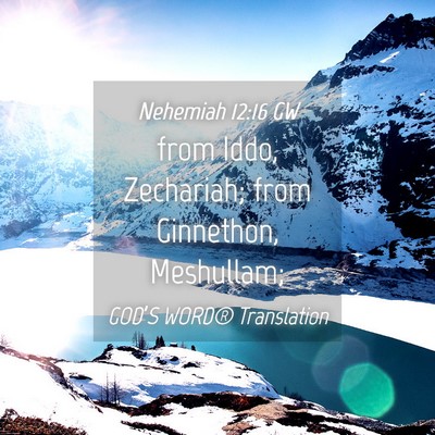 Picture 04 - Nehemiah 12:16 GW - from Iddo, Zechariah; from Ginnethon, - Bible Verse Picture