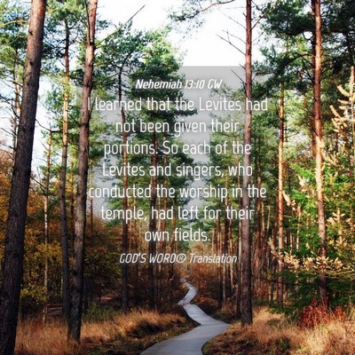Picture 04 - Nehemiah 13:10 GW - I learned that the Levites had not been given - Bible Verse Picture