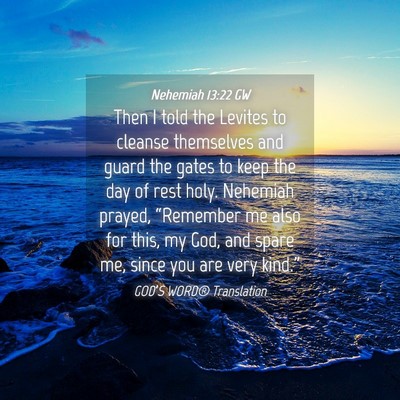 Picture 04 - Nehemiah 13:22 GW - Then I told the Levites to cleanse themselves and - Bible Verse Picture