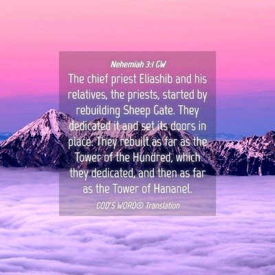 Picture 04 - Nehemiah 3:1 GW - The chief priest Eliashib and his relatives, the - Bible Verse Picture