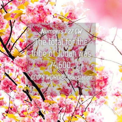 Picture 04 - Numbers 1:27 GW - The total for the tribe of Judah was - Bible Verse Picture
