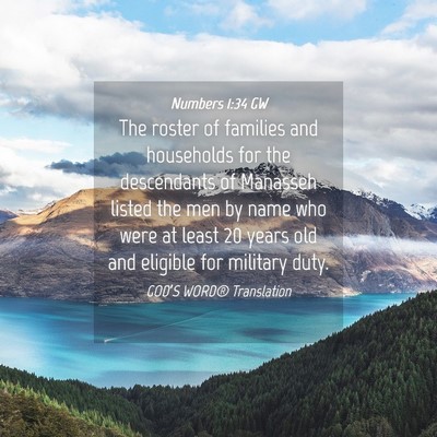 Picture 04 - Numbers 1:34 GW - The roster of families and households for the - Bible Verse Picture