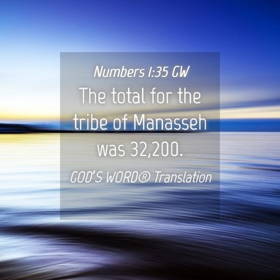 Picture 04 - Numbers 1:35 GW - The total for the tribe of Manasseh was - Bible Verse Picture