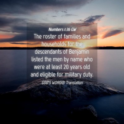 Picture 04 - Numbers 1:36 GW - The roster of families and households for the - Bible Verse Picture