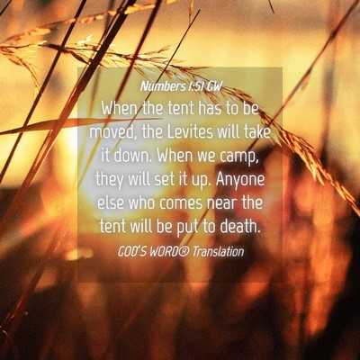 Picture 04 - Numbers 1:51 GW - When the tent has to be moved, the Levites will - Bible Verse Picture