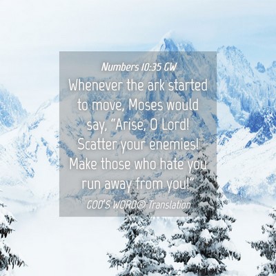 Picture 04 - Numbers 10:35 GW - Whenever the ark started to move, Moses would - Bible Verse Picture