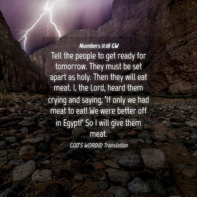 Picture 04 - Numbers 11:18 GW - Tell the people to get ready for tomorrow. They - Bible Verse Picture