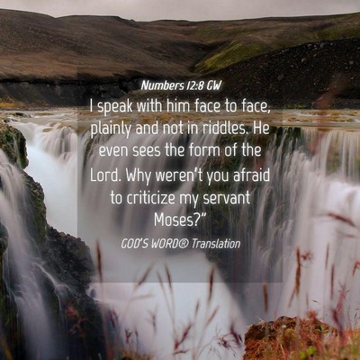 Picture 04 - Numbers 12:8 GW - I speak with him face to face, plainly and not in - Bible Verse Picture