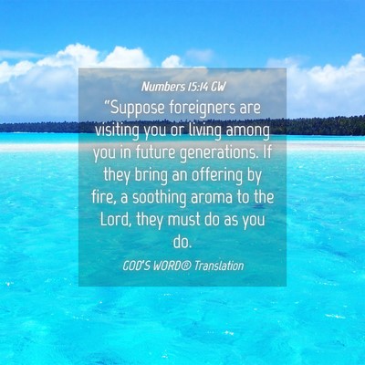 Picture 04 - Numbers 15:14 GW - “Suppose foreigners are visiting you or living - Bible Verse Picture