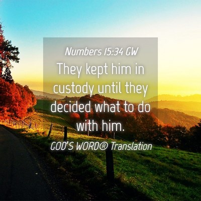 Picture 04 - Numbers 15:34 GW - They kept him in custody until they decided what - Bible Verse Picture