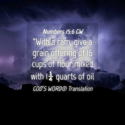 Picture 04 - Numbers 15:6 GW - “With a ram, give a grain offering of 16 cups - Bible Verse Picture