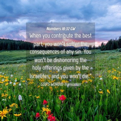 Picture 04 - Numbers 18:32 GW - When you contribute the best part, you won’t - Bible Verse Picture