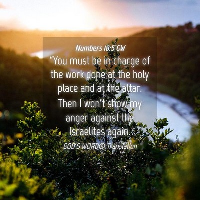Picture 04 - Numbers 18:5 GW - “You must be in charge of the work done at the - Bible Verse Picture