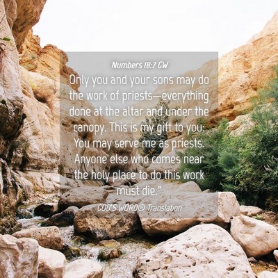 Picture 04 - Numbers 18:7 GW - Only you and your sons may do the work of - Bible Verse Picture