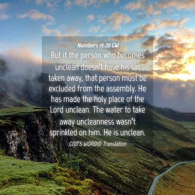 Picture 04 - Numbers 19:20 GW - But if the person who becomes unclean doesn’t - Bible Verse Picture