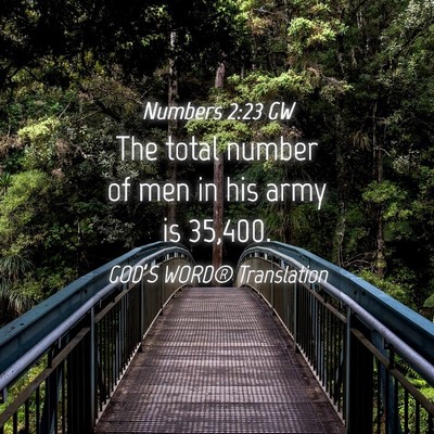Picture 04 - Numbers 2:23 GW - The total number of men in his army is - Bible Verse Picture