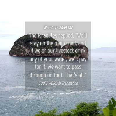 Picture 04 - Numbers 20:19 GW - The Israelites replied, “We’ll stay on the - Bible Verse Picture