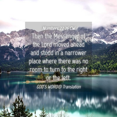 Picture 04 - Numbers 22:26 GW - Then the Messenger of the Lord moved ahead and - Bible Verse Picture