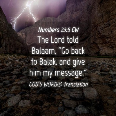 Picture 04 - Numbers 23:5 GW - The Lord told Balaam, “Go back to Balak, and - Bible Verse Picture