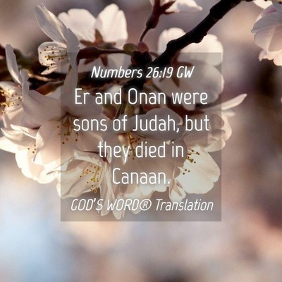 Picture 04 - Numbers 26:19 GW - Er and Onan were sons of Judah, but they died in - Bible Verse Picture