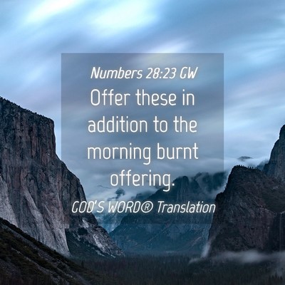 Picture 04 - Numbers 28:23 GW - Offer these in addition to the morning burnt - Bible Verse Picture