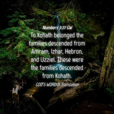 Picture 04 - Numbers 3:27 GW - To Kohath belonged the families descended from - Bible Verse Picture