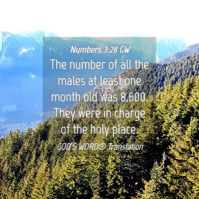 Picture 04 - Numbers 3:28 GW - The number of all the males at least one month - Bible Verse Picture