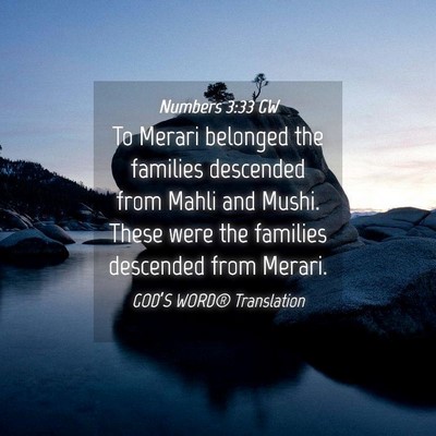 Picture 04 - Numbers 3:33 GW - To Merari belonged the families descended from - Bible Verse Picture