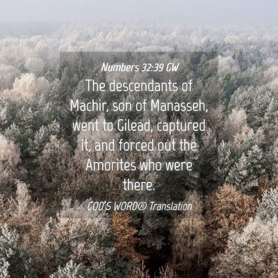 Picture 04 - Numbers 32:39 GW - The descendants of Machir, son of Manasseh, went - Bible Verse Picture