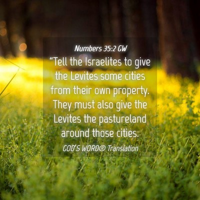 Picture 04 - Numbers 35:2 GW - “Tell the Israelites to give the Levites some - Bible Verse Picture